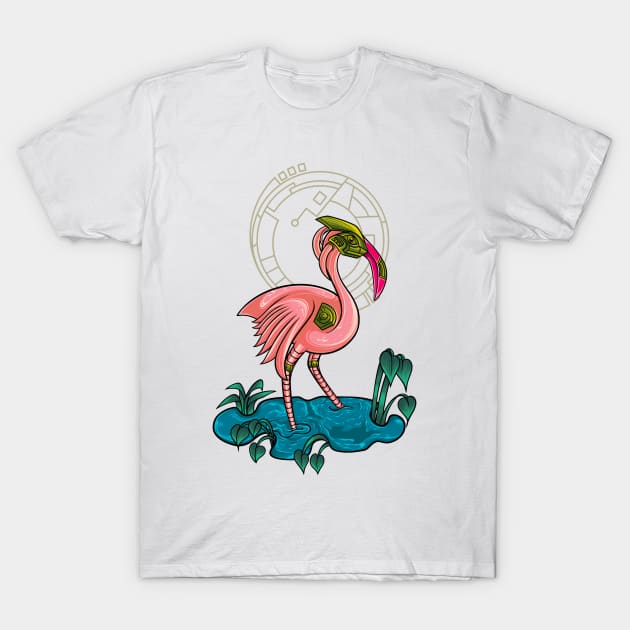 flamingo mecha robot T-Shirt by Bayuktx